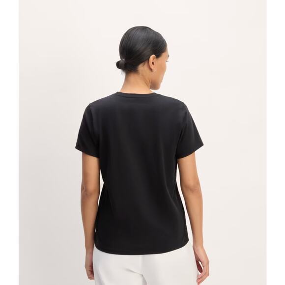 Everlane Women's Black 100% Cotton Deep V-neck Short Sleeve T-Shirt Small - Picture 2 of 10